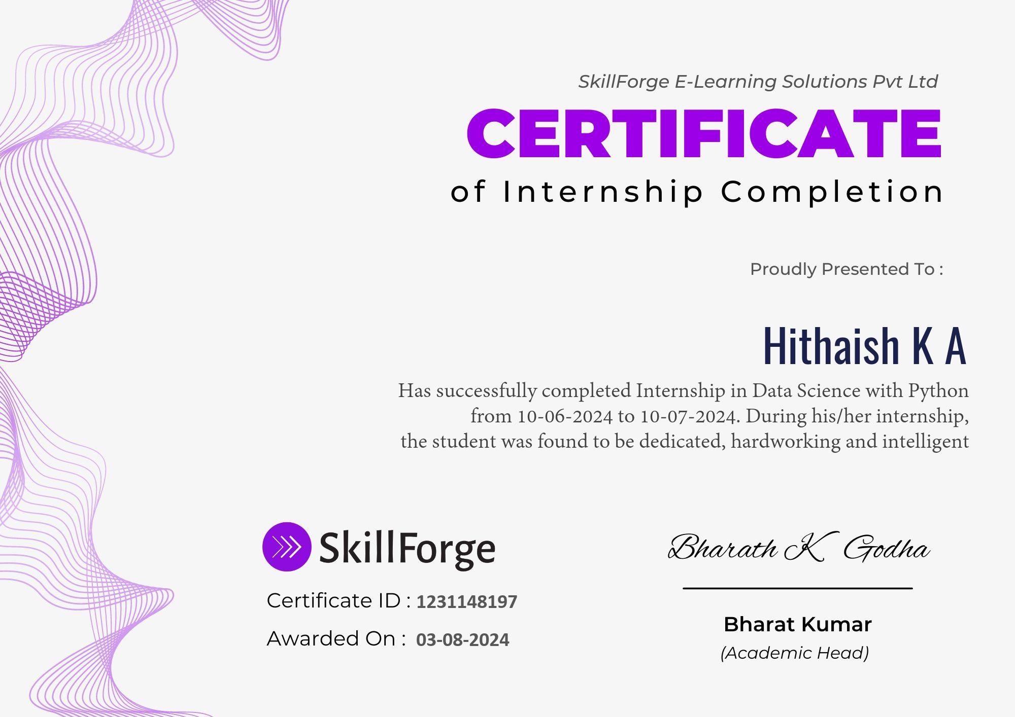 HITHAISH K A - Data Engineer & Machine Learning Engineer